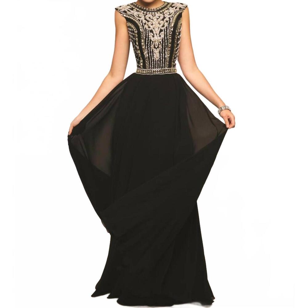 NEW JVN chiffon prom dress in black